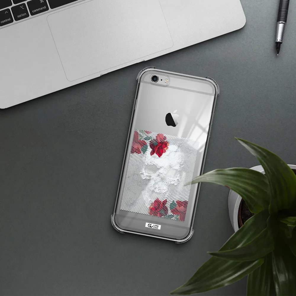 Rose And Skull Pattern Line Apple iPhone 6 plus Clear PC Case