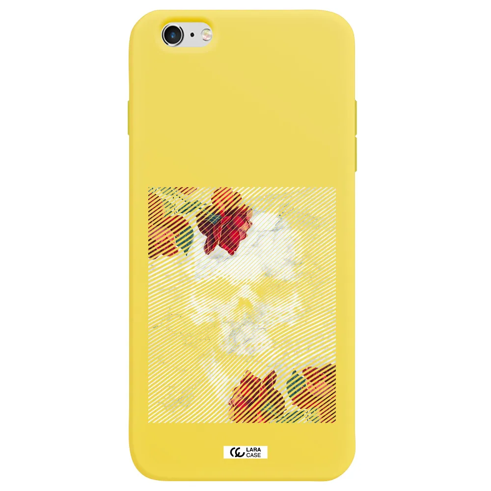 Rose And Skull Pattern Line Apple iPhone 6 plus Silicone canary yellow Case