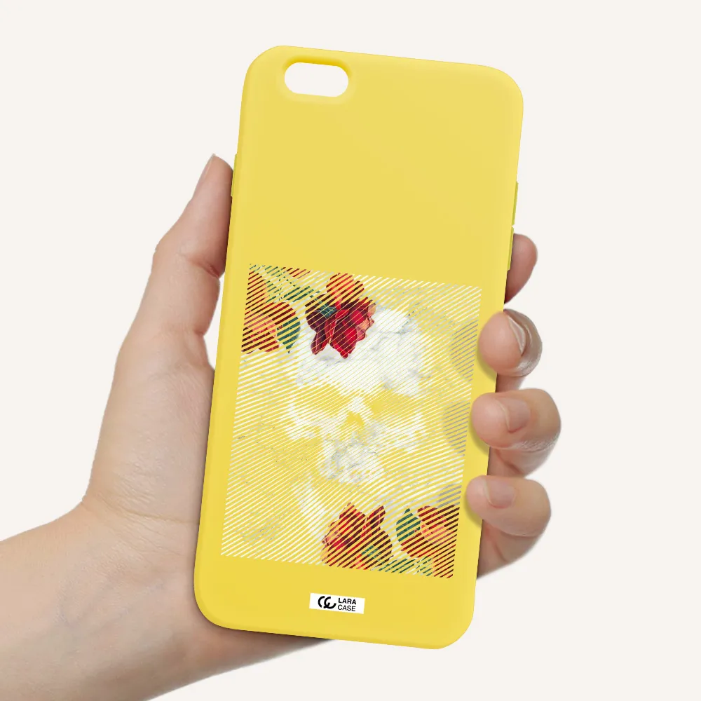 Rose And Skull Pattern Line Apple iPhone 6 plus Silicone canary yellow Case