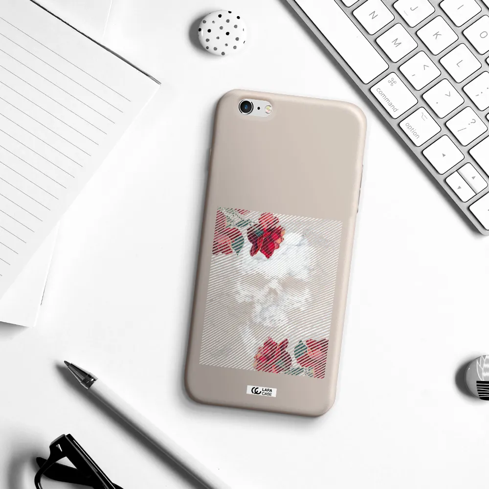 Rose And Skull Pattern Line Apple iPhone 6 plus Silicone Stone Case