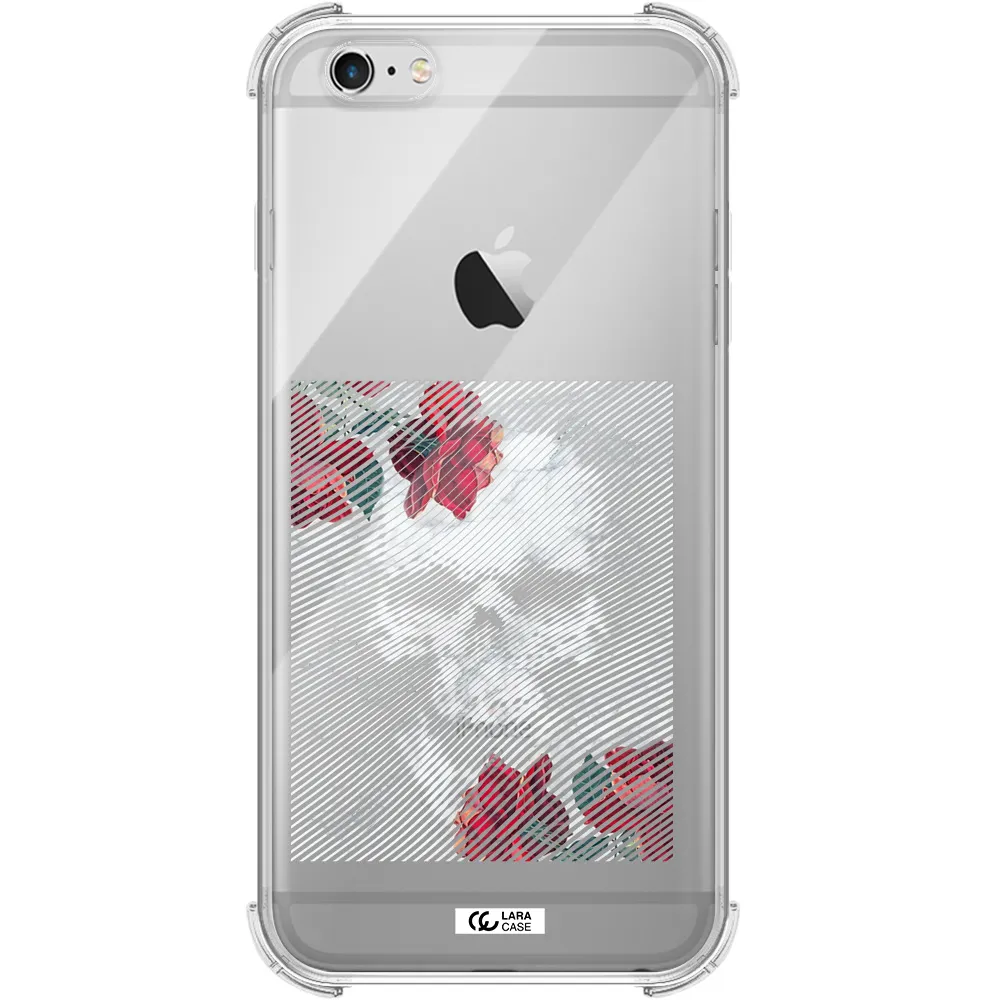 Rose And Skull Pattern Line Apple iPhone 6 s plus Clear PC Case