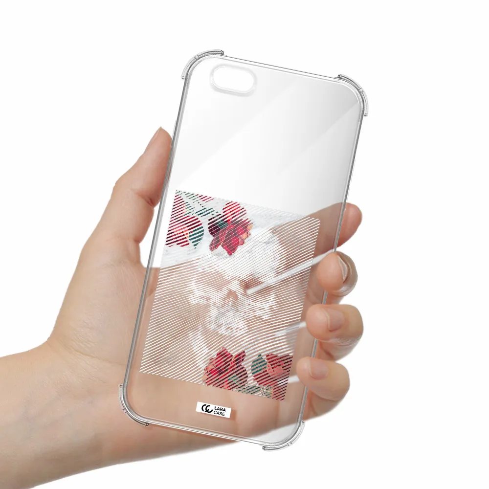 Rose And Skull Pattern Line Apple iPhone 6 s plus Clear PC Case