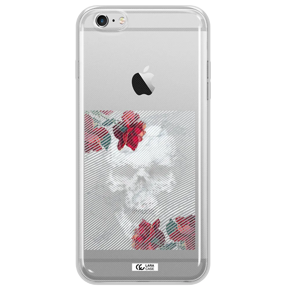 Rose And Skull Pattern Line Apple iPhone 6 s plus Clear TPU Case