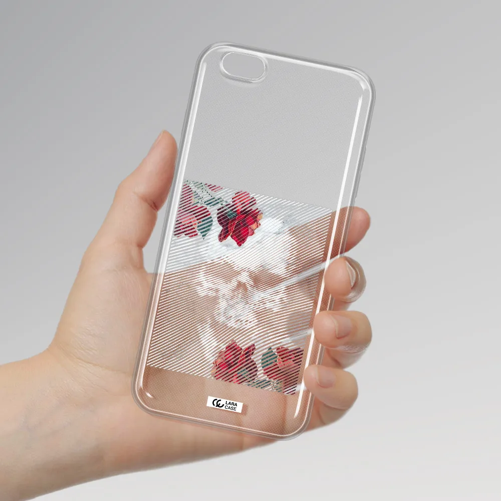 Rose And Skull Pattern Line Apple iPhone 6 s plus Clear TPU Case