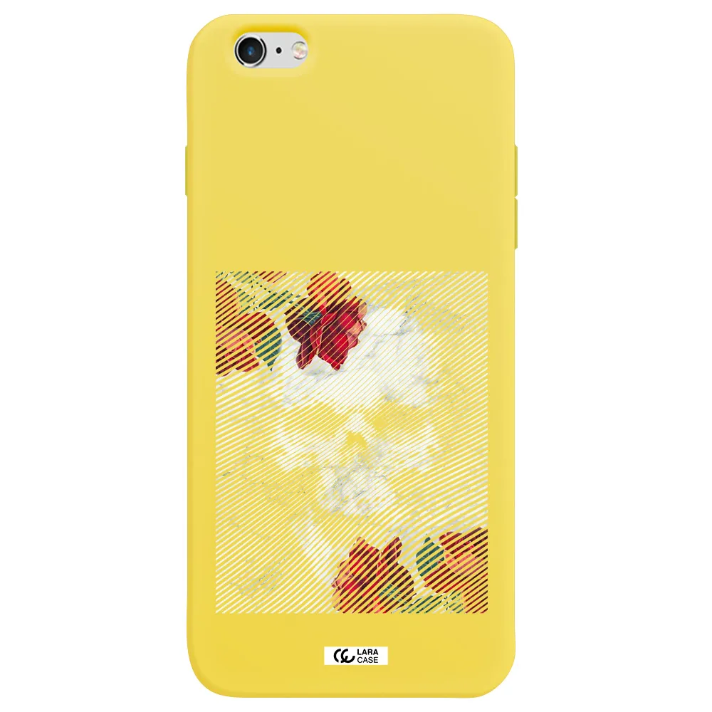 Rose And Skull Pattern Line Apple iPhone 6 s plus Silicone canary yellow Case