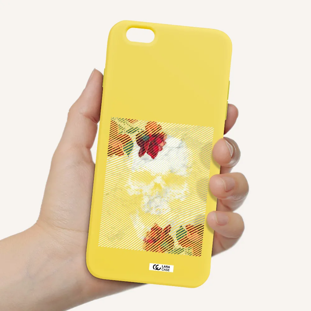 Rose And Skull Pattern Line Apple iPhone 6 s plus Silicone canary yellow Case