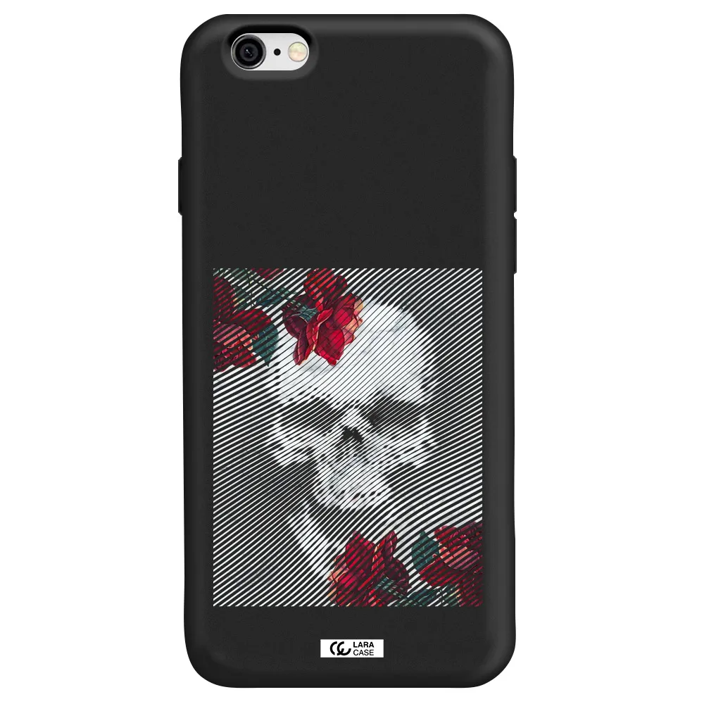 Rose And Skull Pattern Line Apple iPhone 6 Silicone black Case