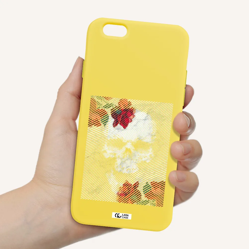 Rose And Skull Pattern Line Apple iPhone 6 Silicone canary yellow Case