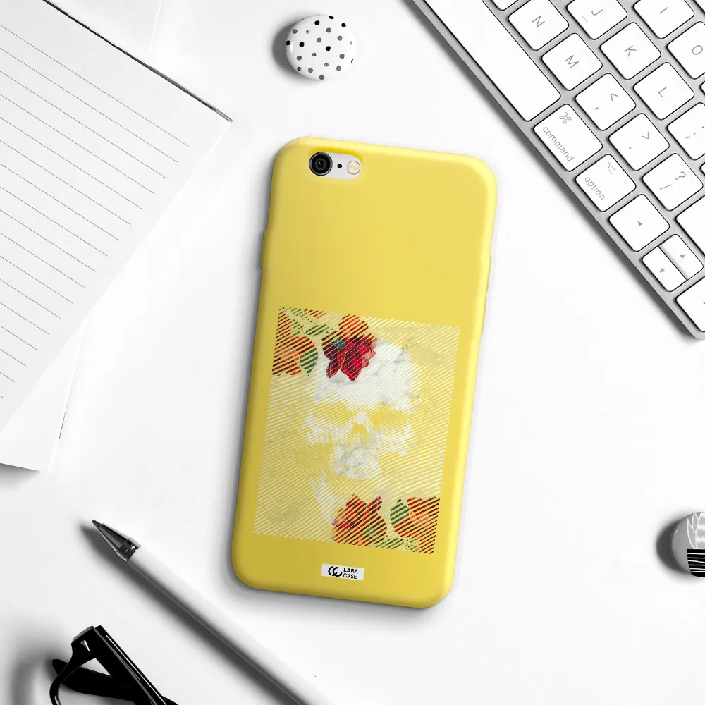 Rose And Skull Pattern Line Apple iPhone 6 Silicone canary yellow Case