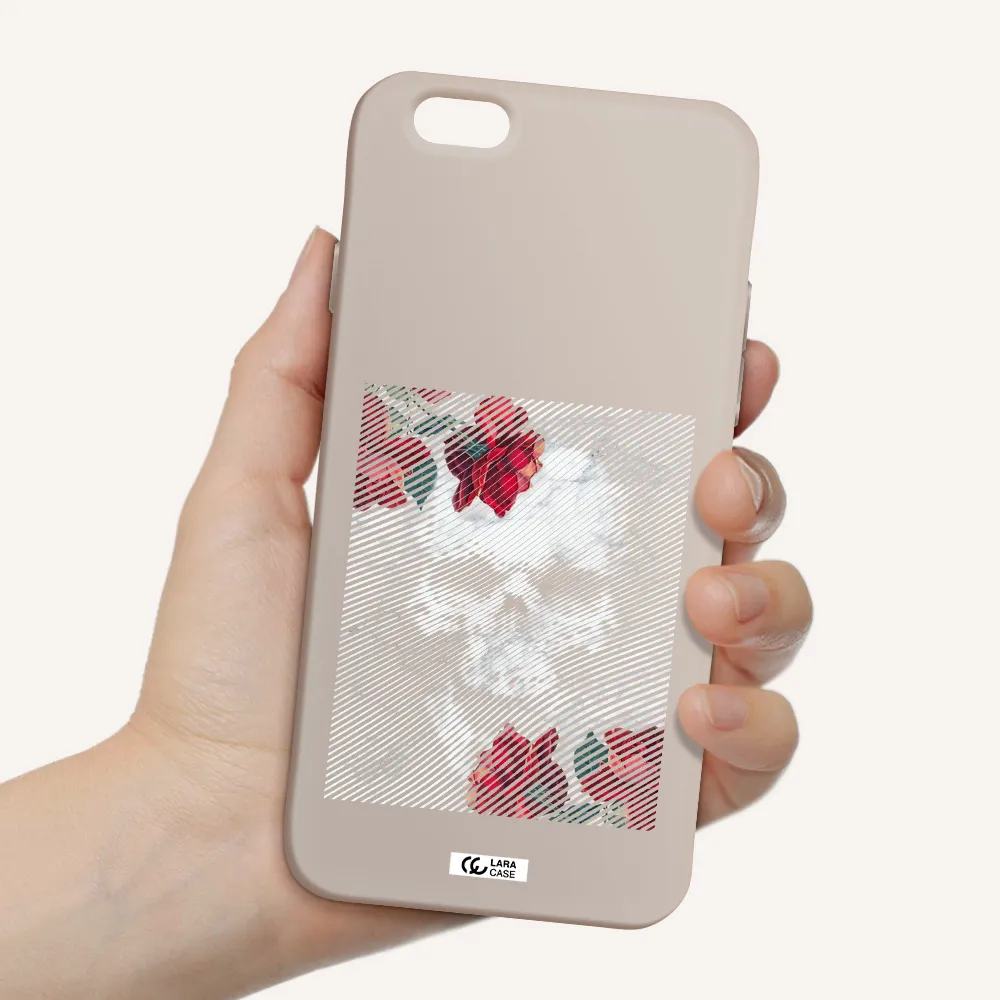 Rose And Skull Pattern Line Apple iPhone 6 Silicone Stone Case