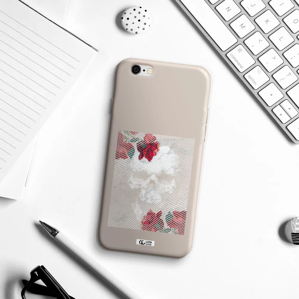 Rose And Skull Pattern Line Apple iPhone 6 Silicone Stone Case