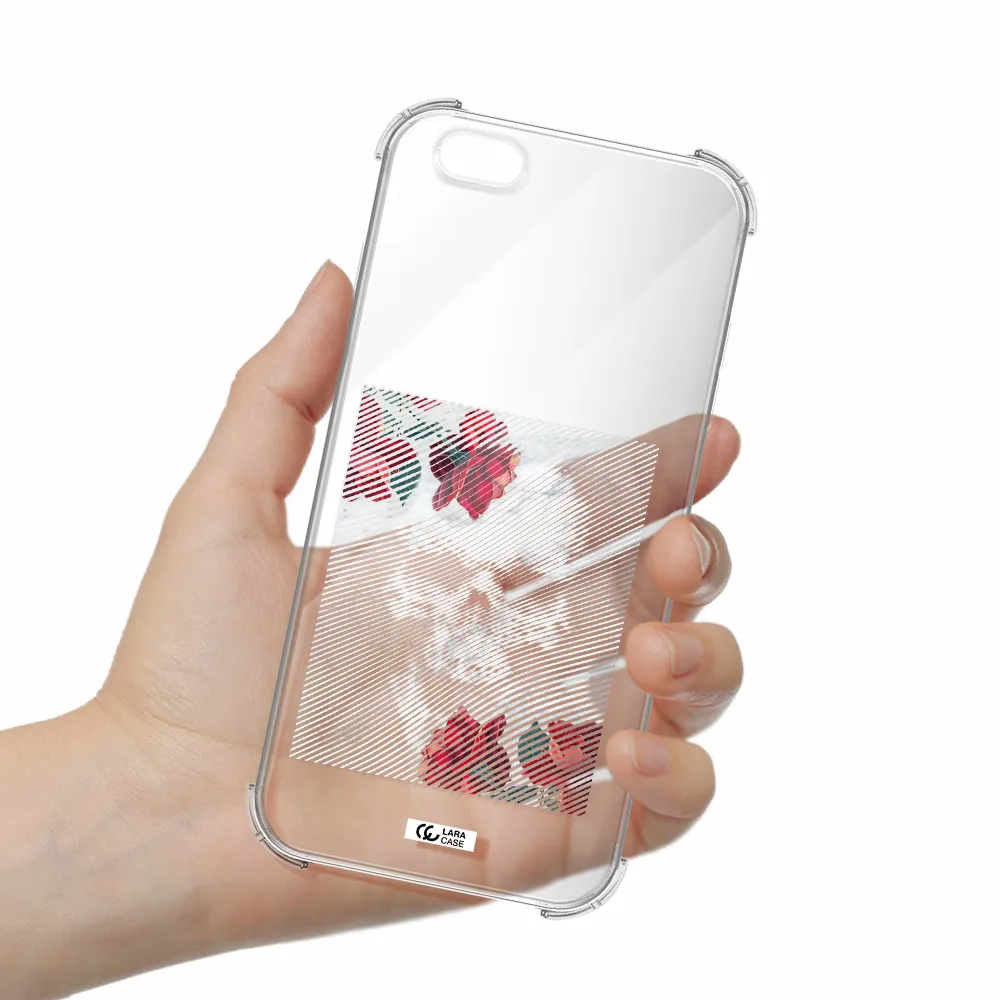 Rose And Skull Pattern Line Apple iPhone 6S Clear PC Case