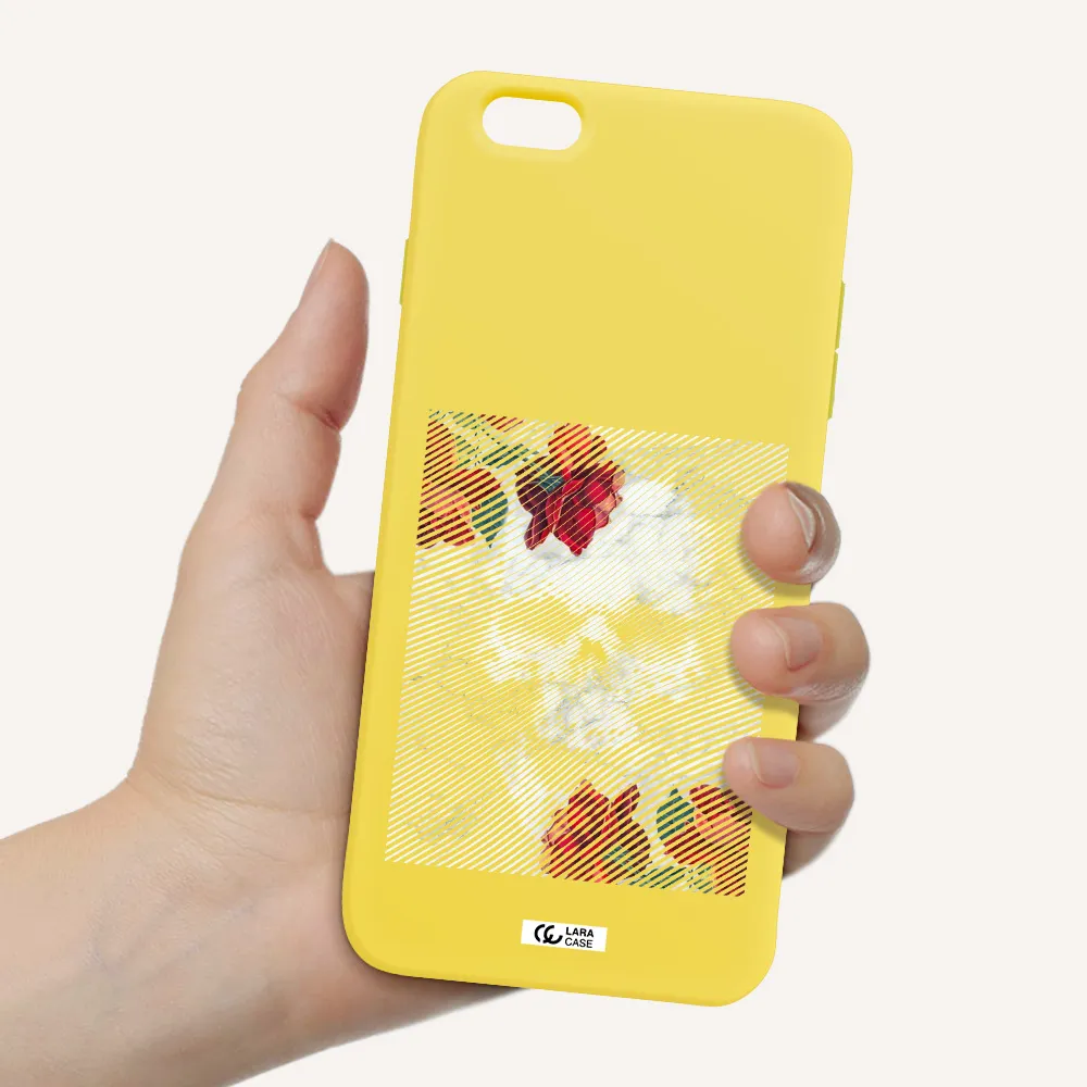 Rose And Skull Pattern Line Apple iPhone 6S Silicone canary yellow Case