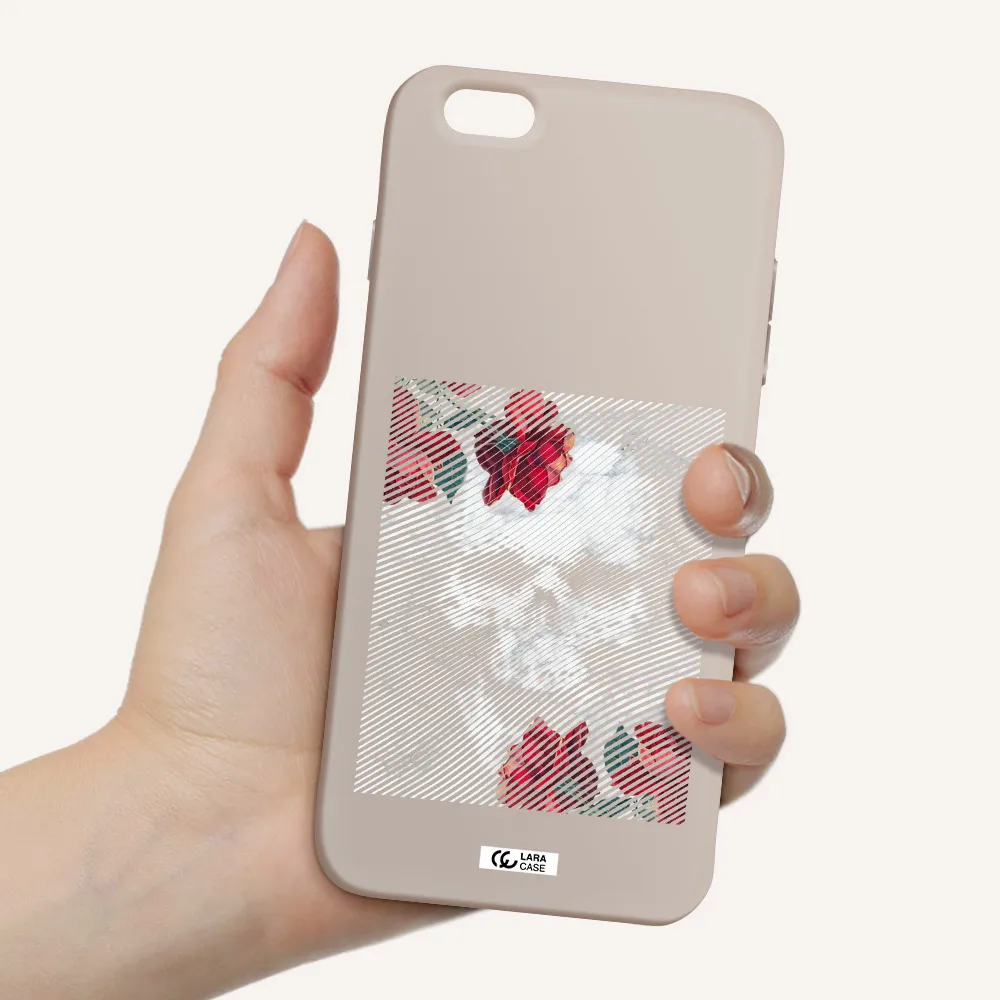 Rose And Skull Pattern Line Apple iPhone 6S Silicone Stone Case
