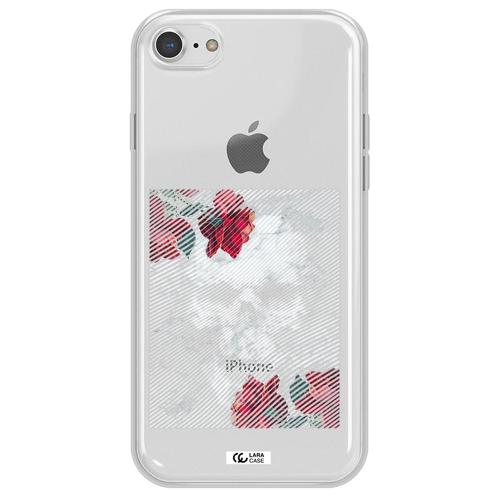 Rose And Skull Pattern Line Apple iPhone 7 Clear TPU Case