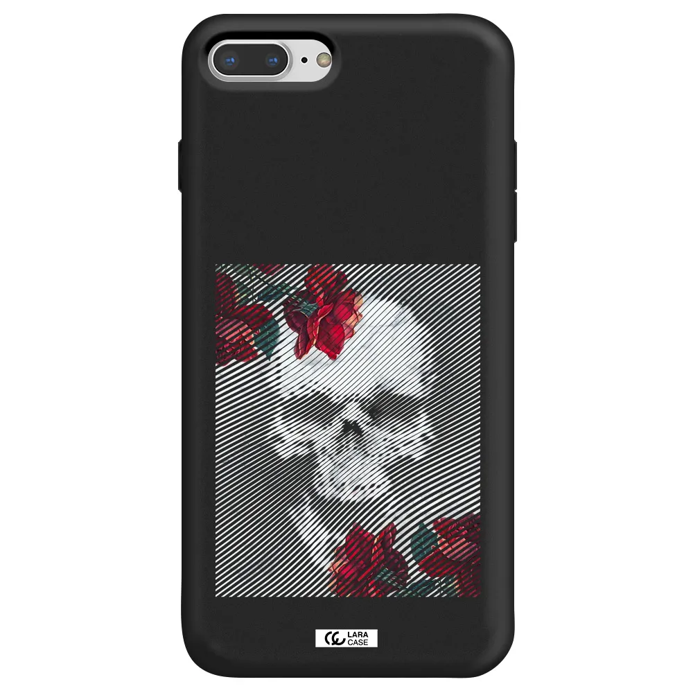 Rose And Skull Pattern Line Apple iPhone 7 plus Silicone black Case