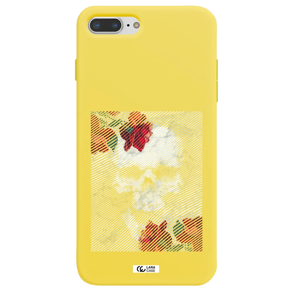 Rose And Skull Pattern Line Apple iPhone 7 plus Silicone canary yellow Case