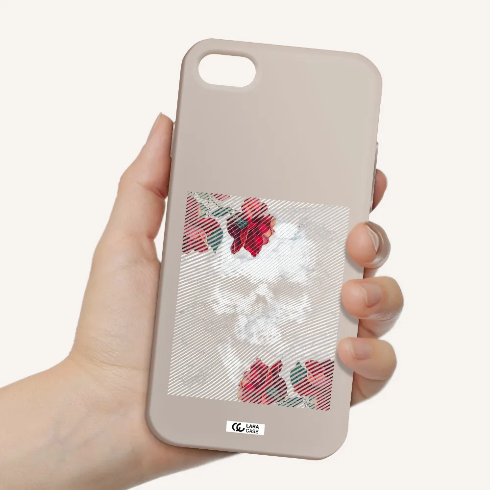Rose And Skull Pattern Line Apple iPhone 7 Silicone Stone Case