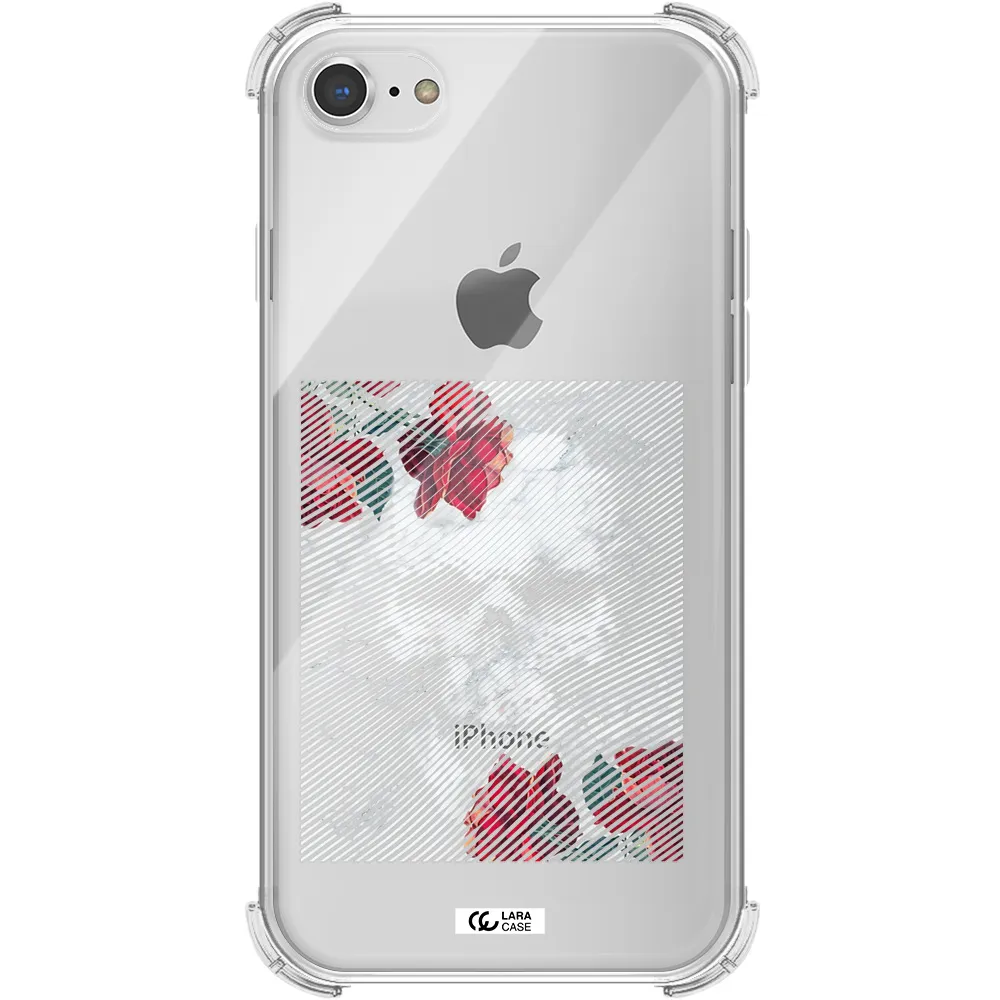 Rose And Skull Pattern Line Apple iPhone 8 Clear PC Case