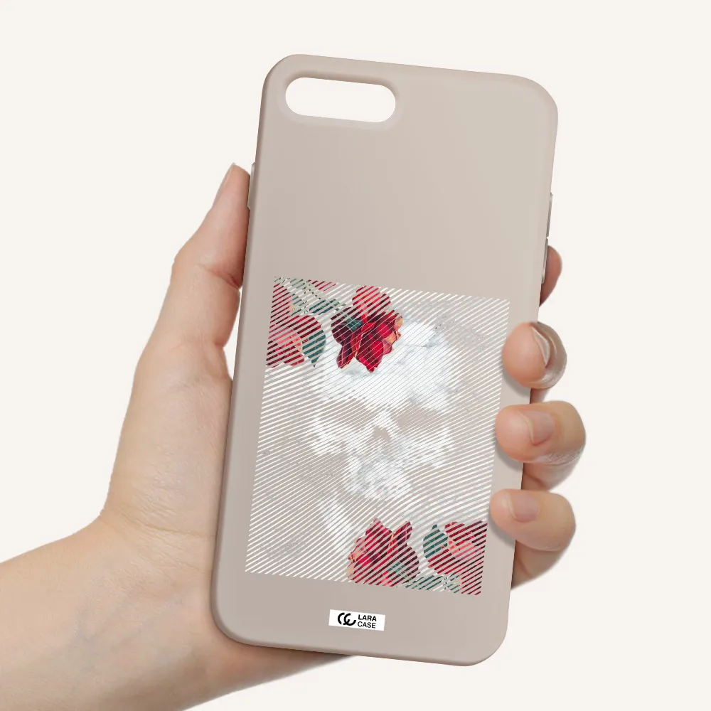 Rose And Skull Pattern Line Apple iPhone 8 plus Silicone Stone Case