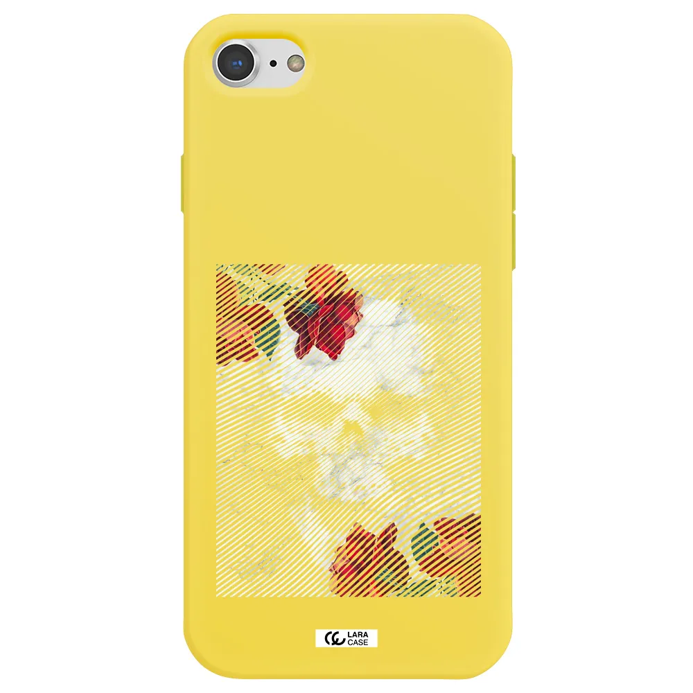 Rose And Skull Pattern Line Apple iPhone 8 Silicone canary yellow Case