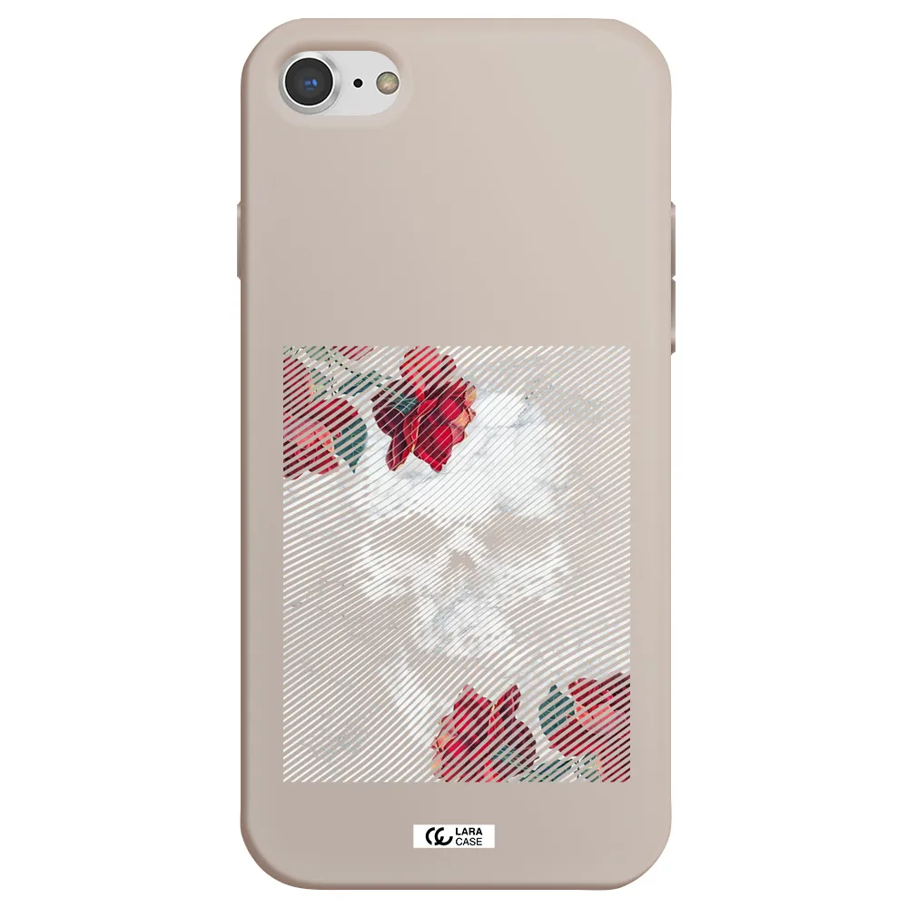 Rose And Skull Pattern Line Apple iPhone 8 Silicone Stone Case