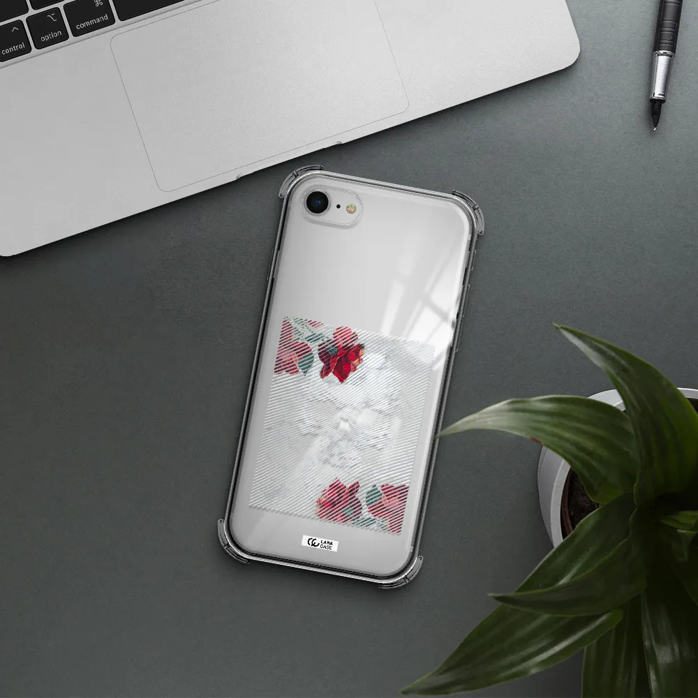 Rose And Skull Pattern Line Apple iPhone se 2020 Clear PC Case
