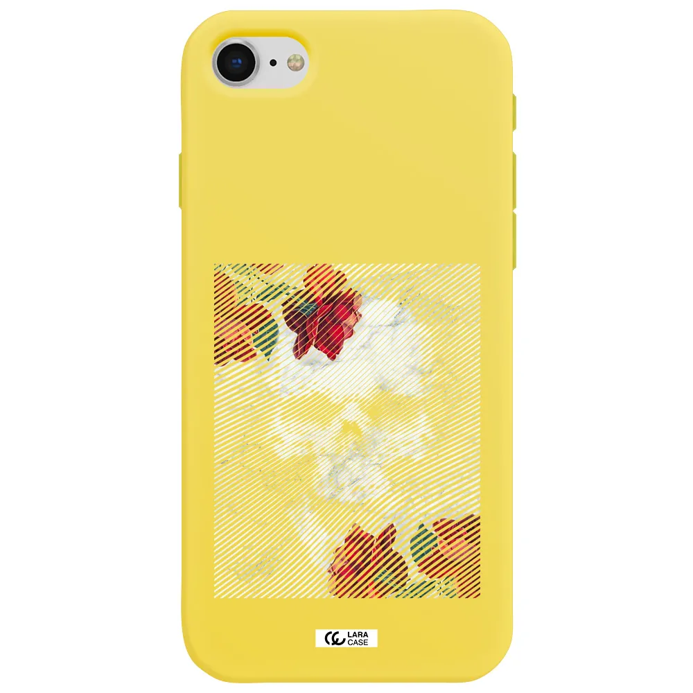 Rose And Skull Pattern Line Apple iPhone se 2020 Silicone canary yellow Case