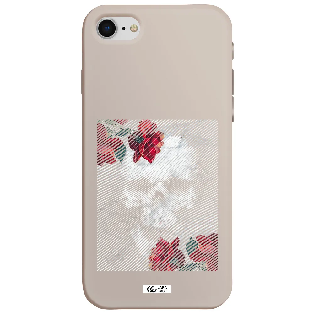 Rose And Skull Pattern Line Apple iPhone se 2020 Silicone Stone Case