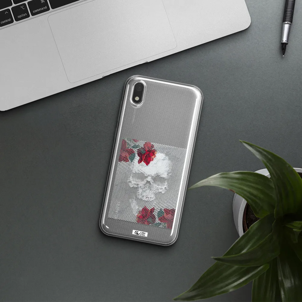 Rose And Skull Pattern Line Huawei Honor 8S Clear TPU Case