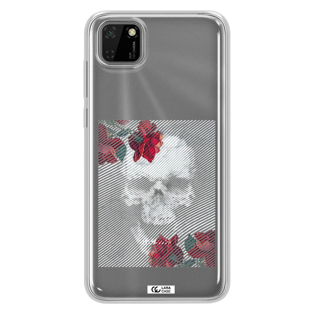 Rose And Skull Pattern Line Huawei Honor 9S Clear TPU Case