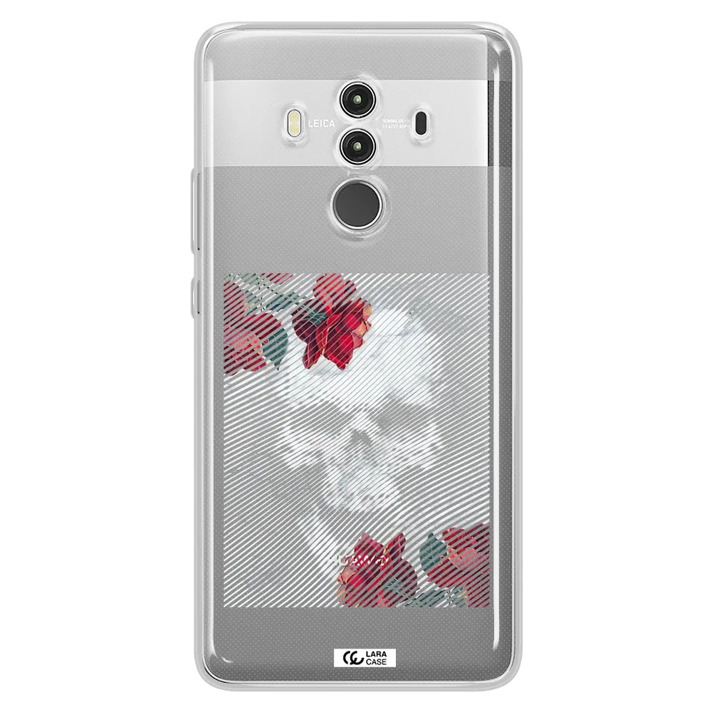 Rose And Skull Pattern Line Huawei Mate 10 Clear TPU Case