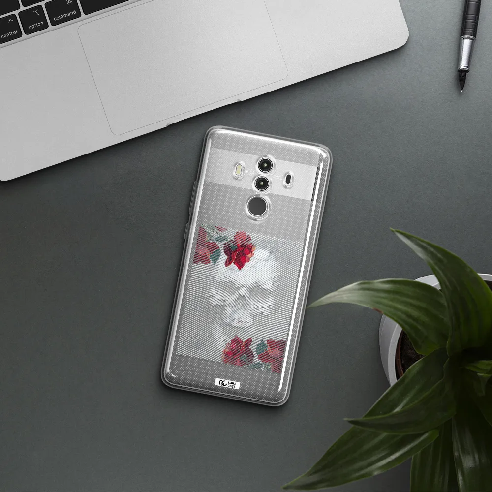 Rose And Skull Pattern Line Huawei Mate 10 Clear TPU Case