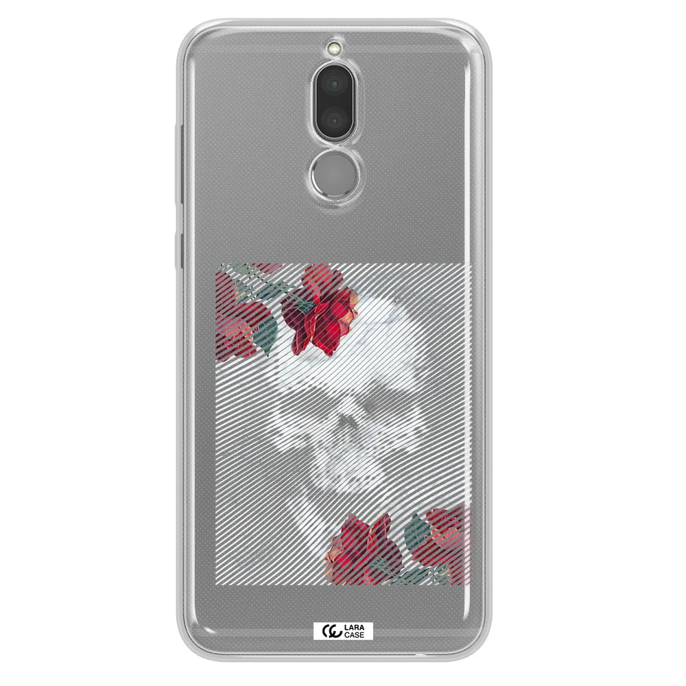 Rose And Skull Pattern Line Huawei Mate 10 Lite Clear TPU Case