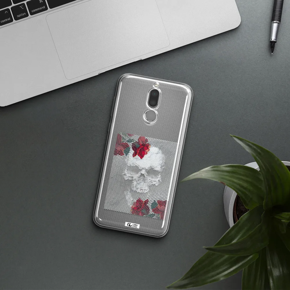 Rose And Skull Pattern Line Huawei Mate 10 Lite Clear TPU Case