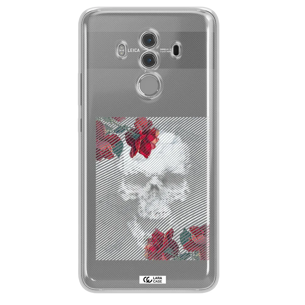 Rose And Skull Pattern Line Huawei Mate 10 Pro Clear TPU Case