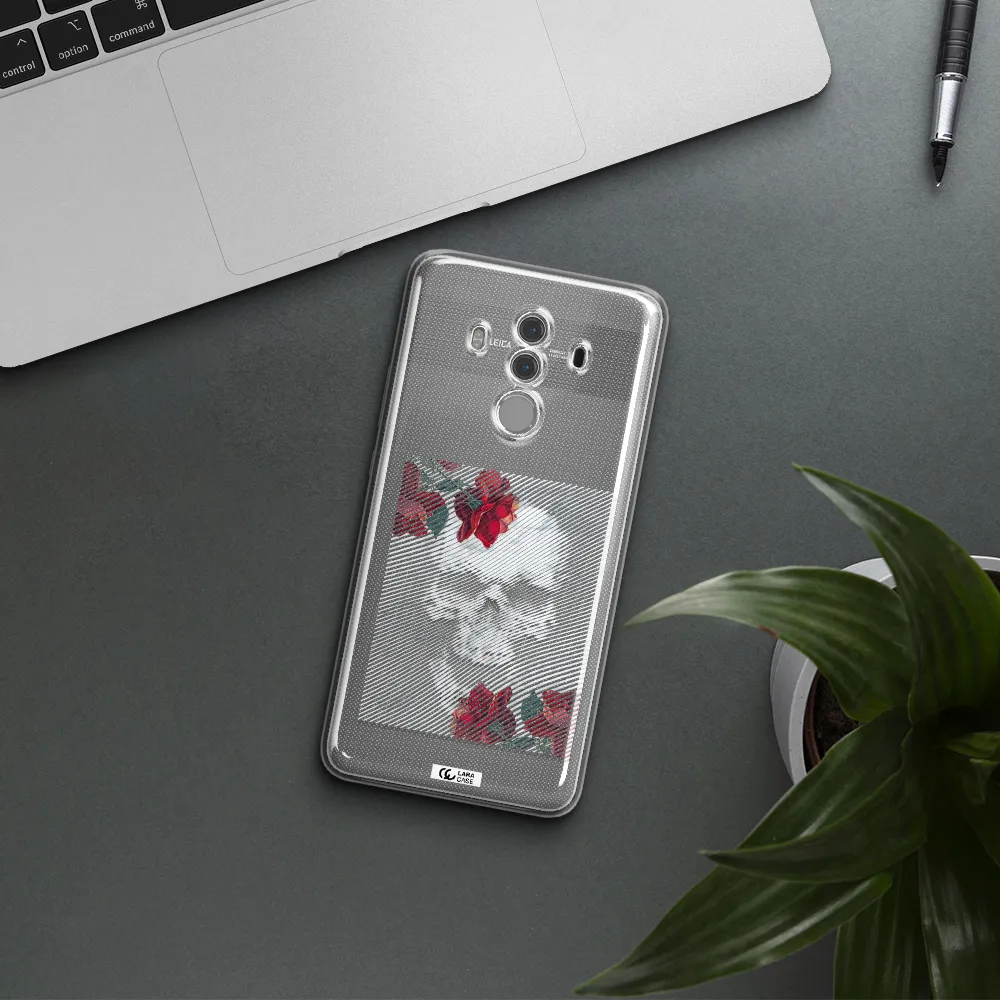 Rose And Skull Pattern Line Huawei Mate 10 Pro Clear TPU Case