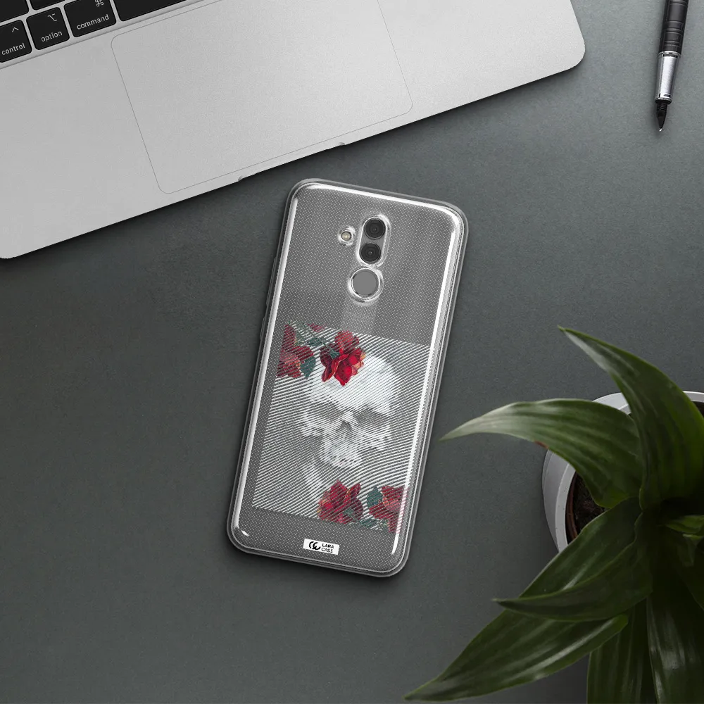 Rose And Skull Pattern Line Huawei Mate 20 Lite Clear TPU Case