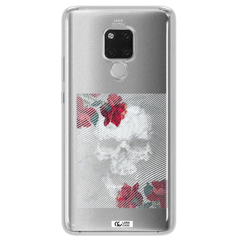 Rose And Skull Pattern Line Huawei Mate 20X Clear TPU Case