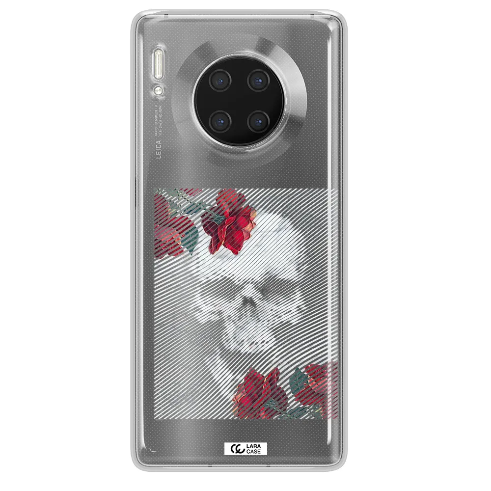 Rose And Skull Pattern Line Huawei Mate 30 Pro Clear TPU Case
