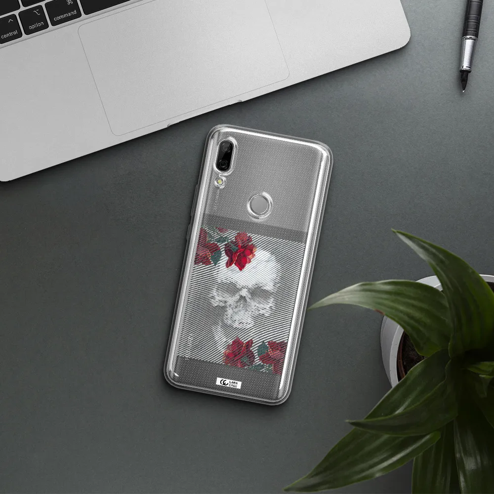 Rose And Skull Pattern Line Huawei P Smart Z Clear TPU Case