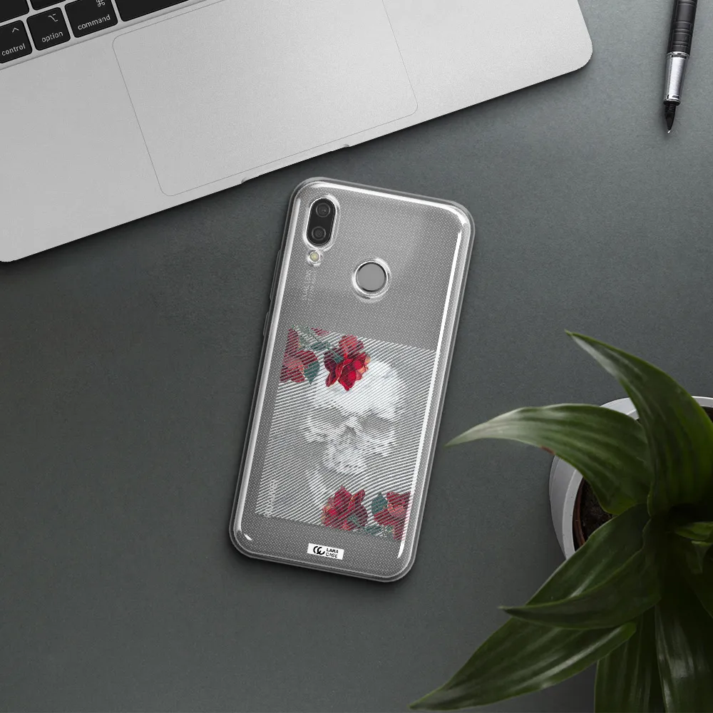 Rose And Skull Pattern Line Huawei P20 Lite Clear TPU Case
