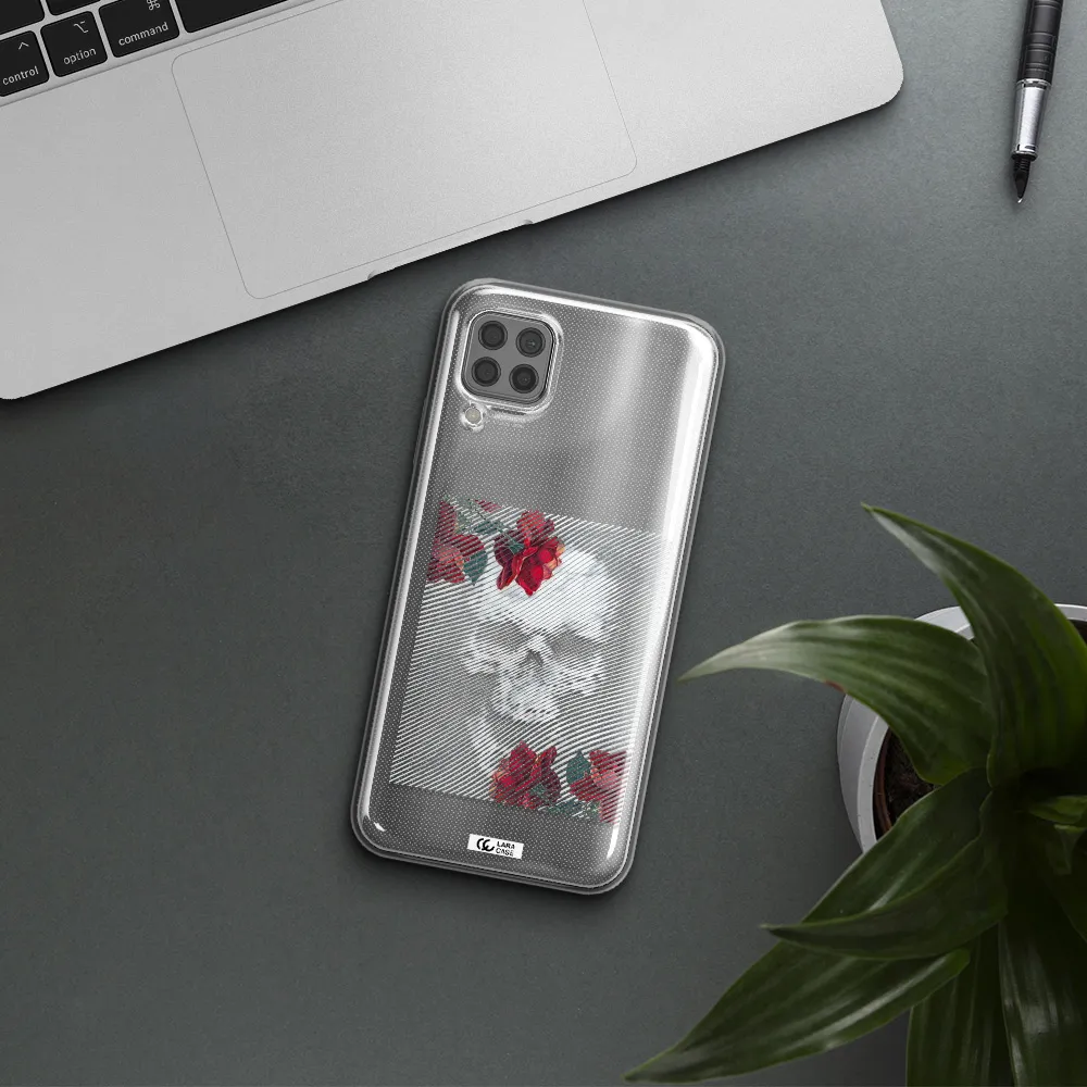 Rose And Skull Pattern Line Huawei P40 Lite Clear TPU Case