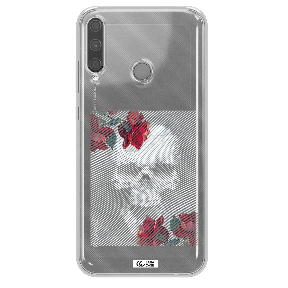Rose And Skull Pattern Line Huawei P40 Lite E Clear TPU Case