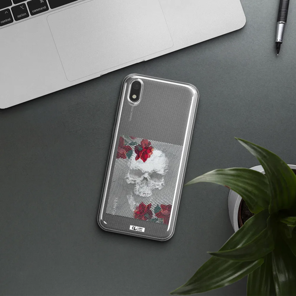 Rose And Skull Pattern Line Huawei Y5 2019 Clear TPU Case