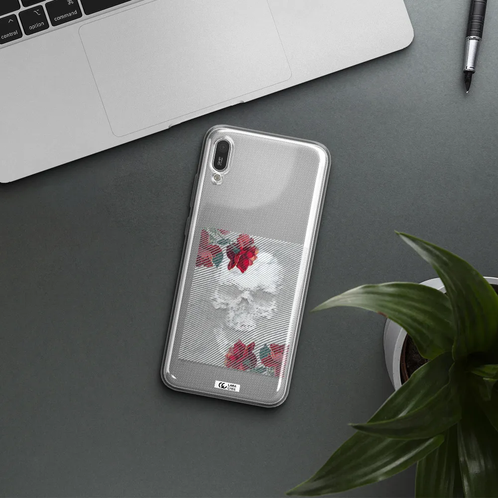 Rose And Skull Pattern Line Huawei Y6 Pro 2019 Clear TPU Case