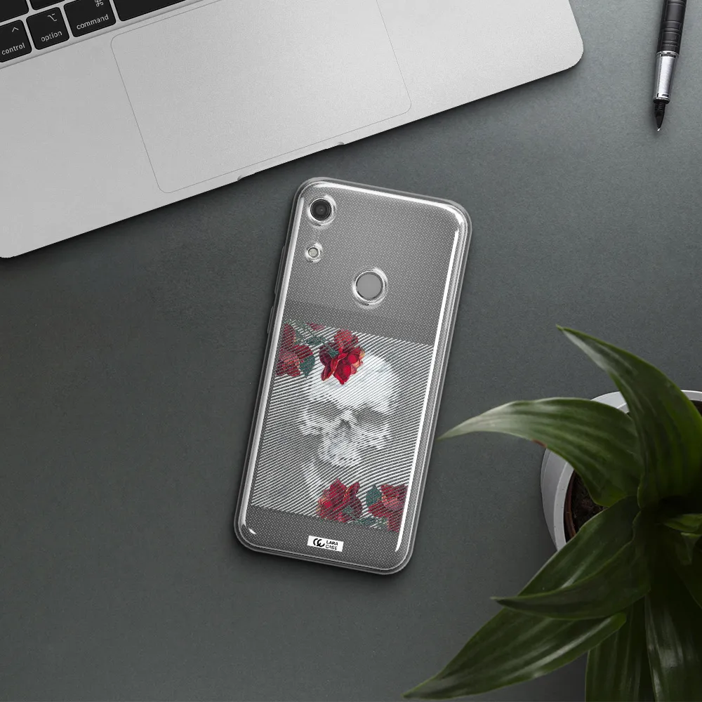 Rose And Skull Pattern Line Huawei Y6S Clear TPU Case
