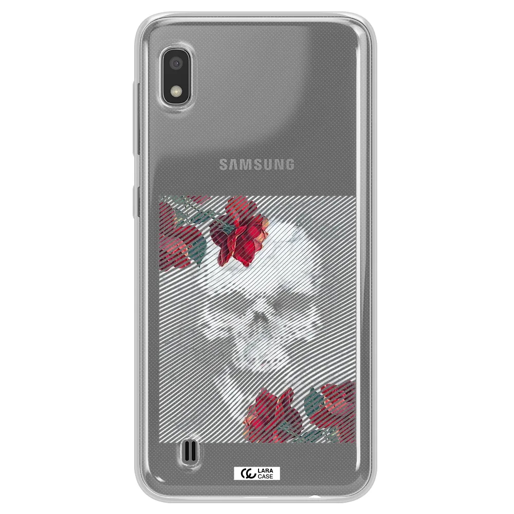 Rose And Skull Pattern Line Samsung A10 Clear TPU Case