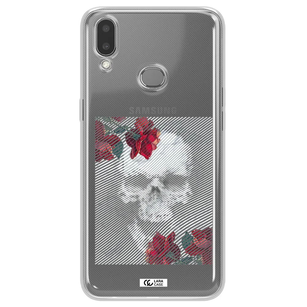 Rose And Skull Pattern Line Samsung A10S Clear TPU Case