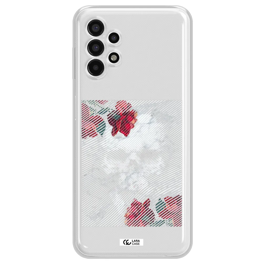 Rose And Skull Pattern Line Samsung A13 4g Clear TPU Case